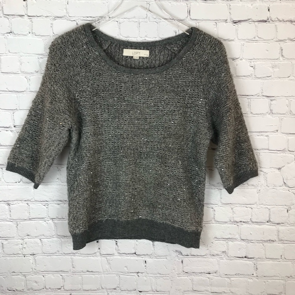 LOFT Charcoal Knit Women's Wool Sweater Med